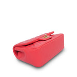 Product image 7 of 15: Light Red/Coral Lambskin Quilted Mini Rectangular Flap Aged Gold Hardware