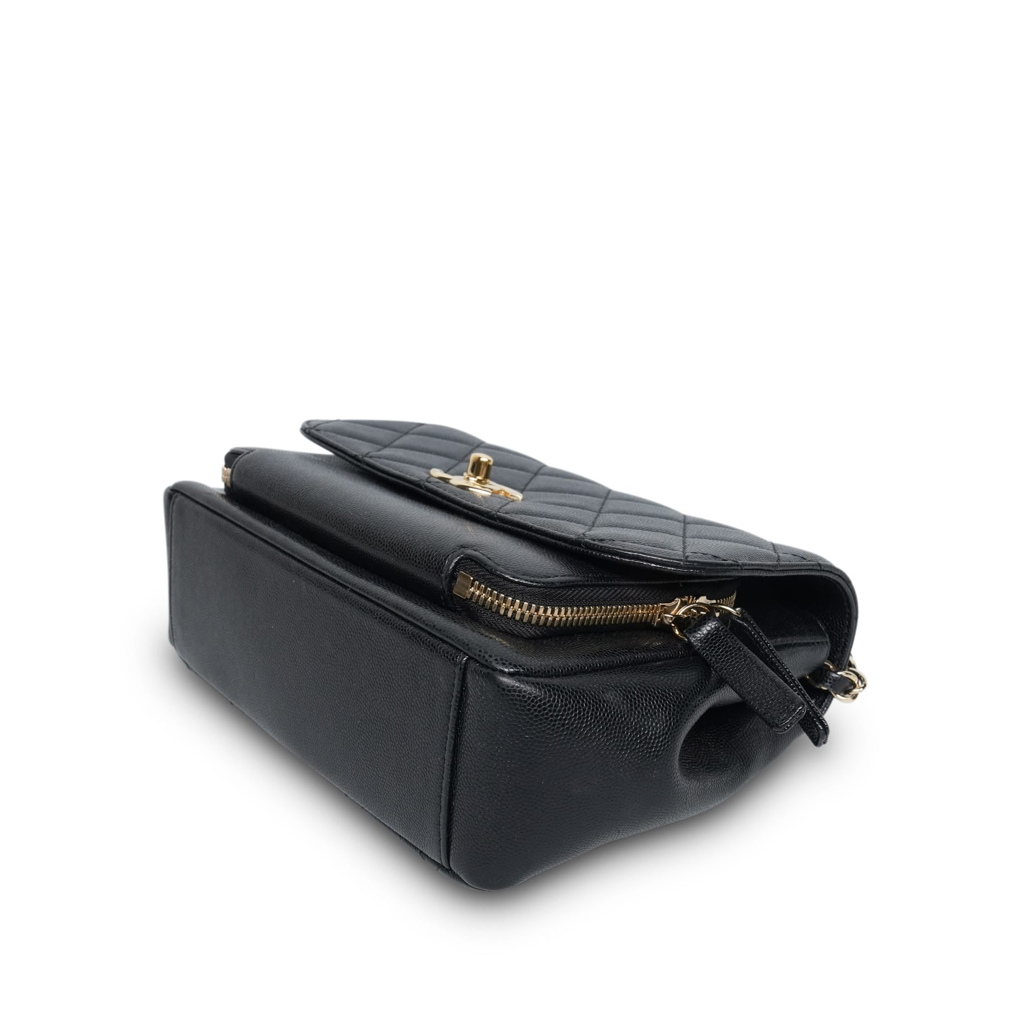 Product image 12 of 19: Black Caviar Quilted Business Affinity Flap Medium Light Gold Hardware