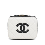 Product image 2 of 12: 26B White Black Caviar Quilted CC Filigree Vanity Case Small Gold Hardware
