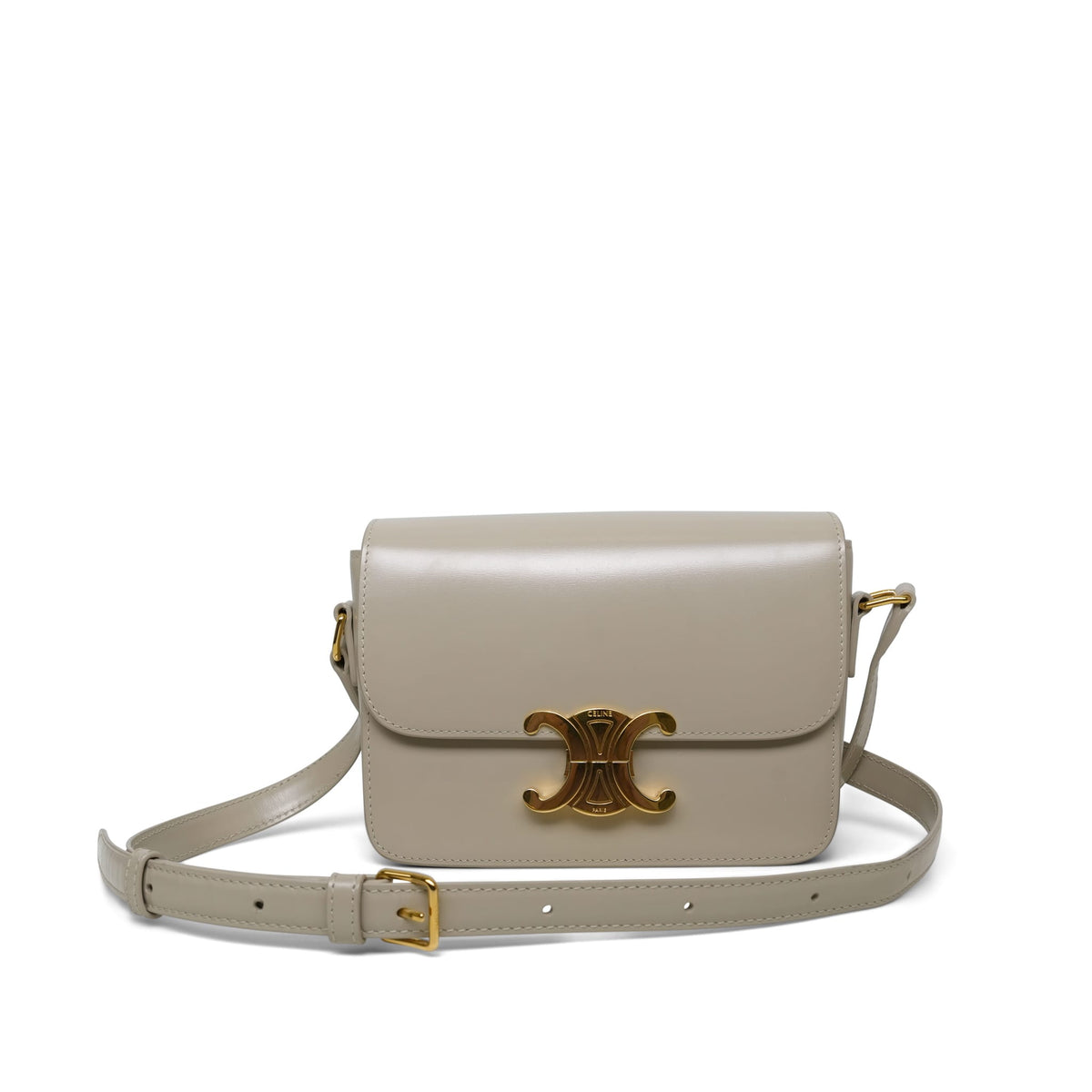 Celine Teen Triomphe Light Stone Shiny Calfskin Bag