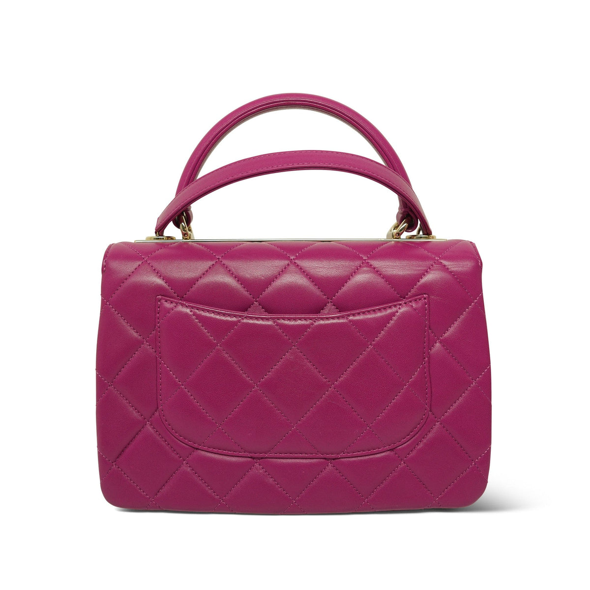Dark Pink Lambskin Quilted Trendy CC Small LGHW