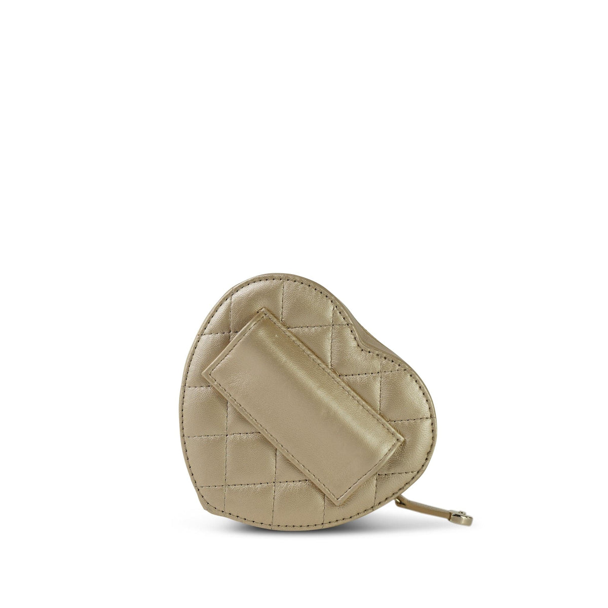 22S CC In Love Metallic Gold Lambskin Heart Zipped Belt Bag LGHW