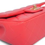 Product image 8 of 15: Light Red/Coral Lambskin Quilted Mini Rectangular Flap Aged Gold Hardware