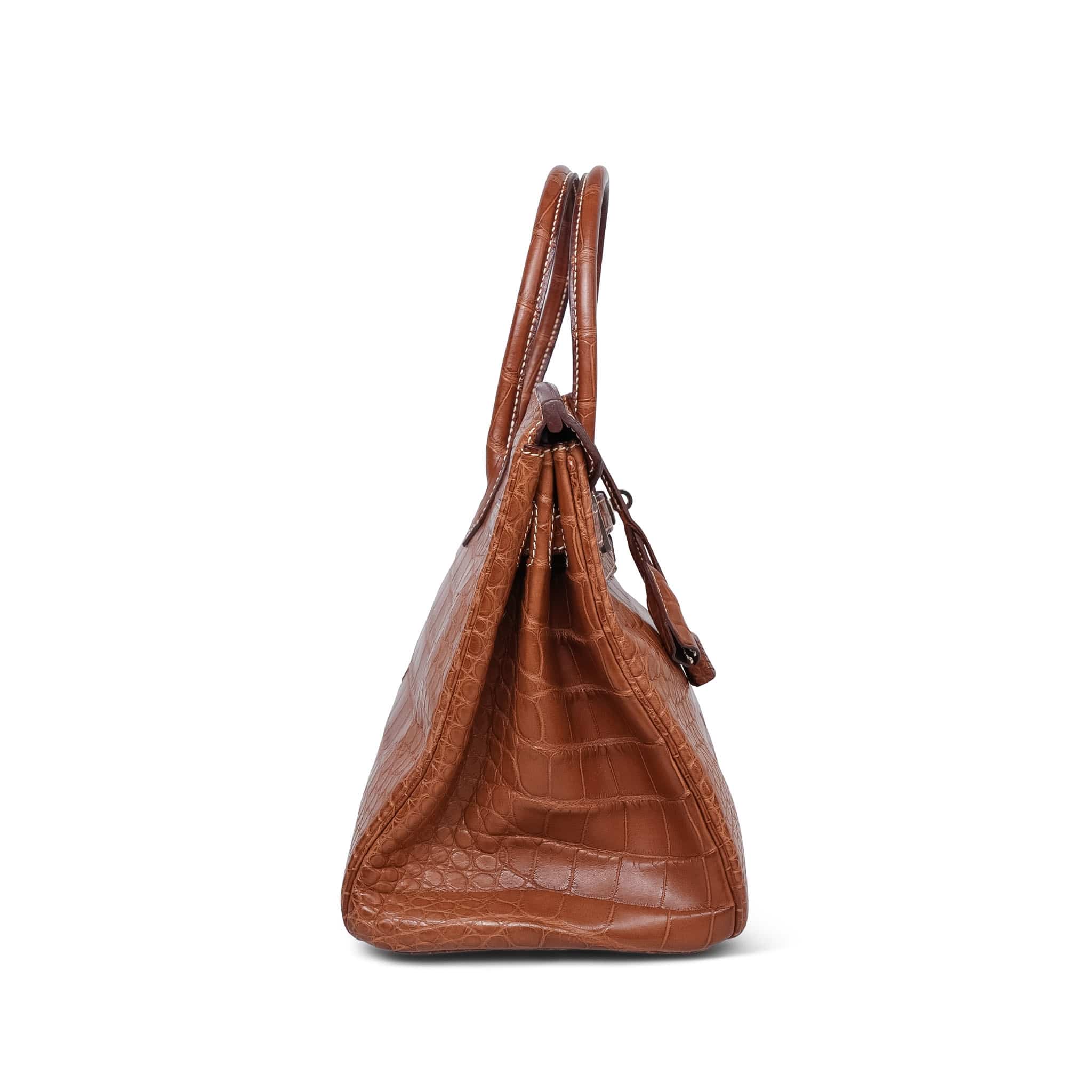 Product image 6 of 21: Birkin 30 Fauve Barenia Alligator Palladium Plated P Square Stamp