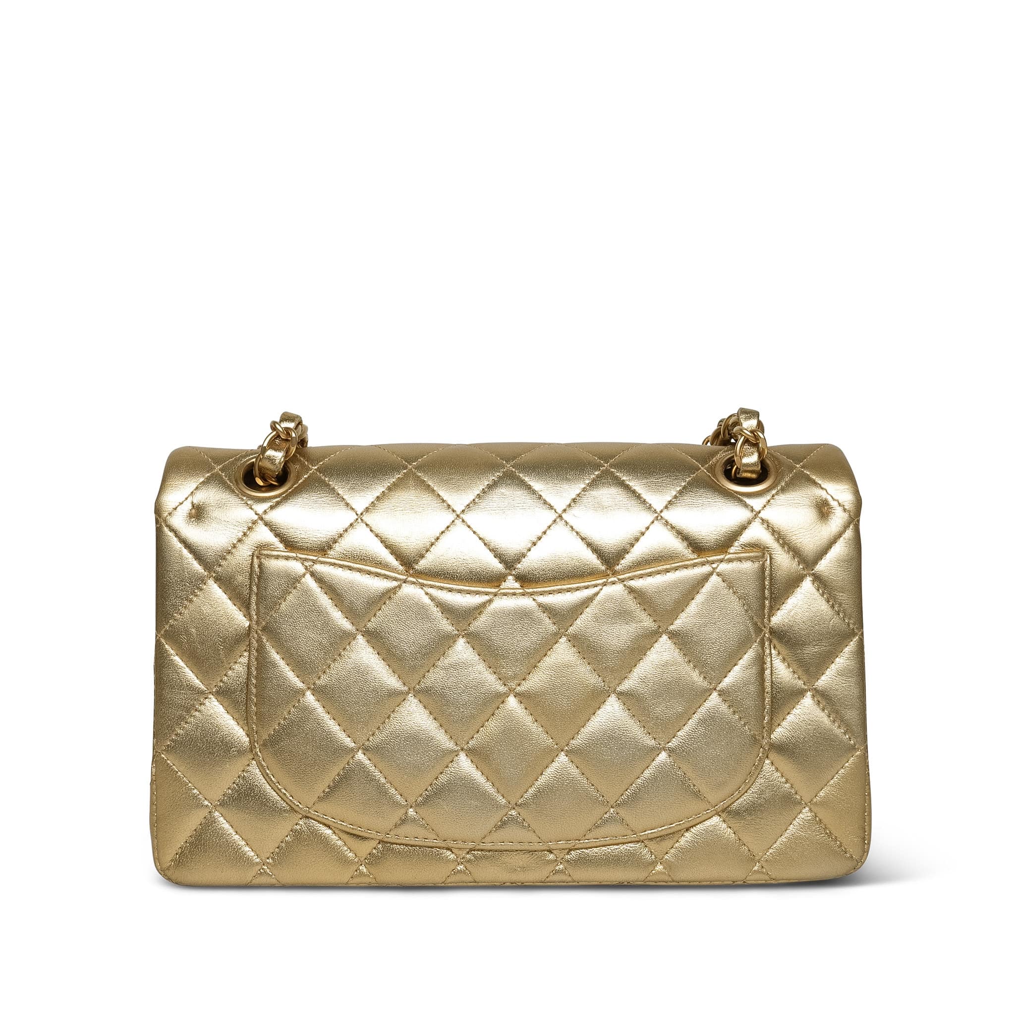 Product image 5 of 32: Gold Metallic Lambskin Quilted Classic Flap Small Aged Gold Hardware
