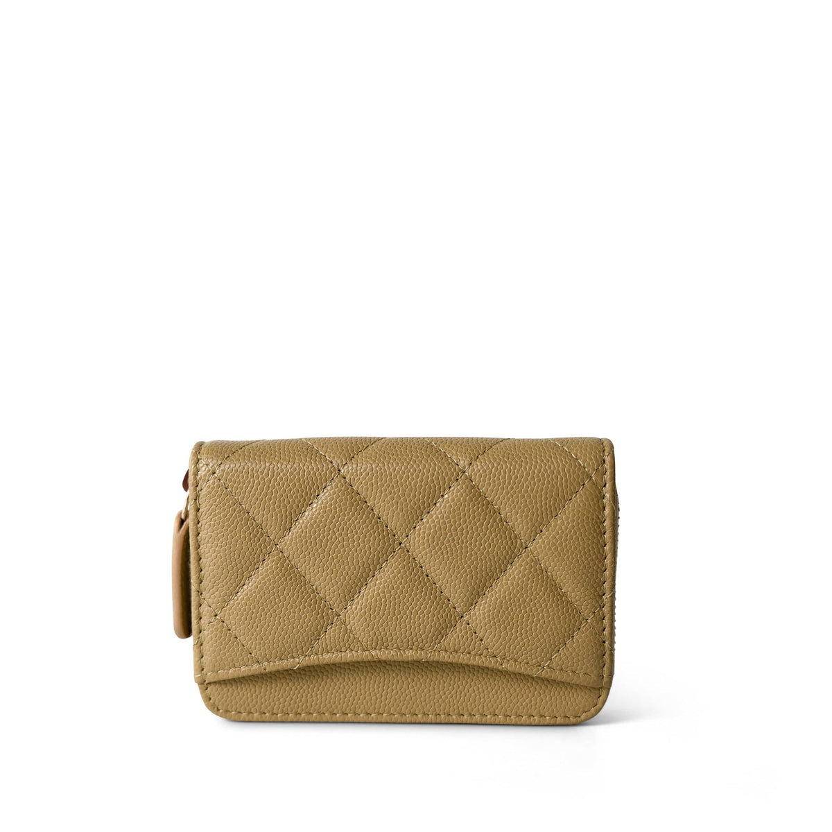 Green Yellow Moss Caviar Quilted Classic Zip Coin Purse