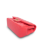 Product image 10 of 15: Light Red/Coral Lambskin Quilted Mini Rectangular Flap Aged Gold Hardware