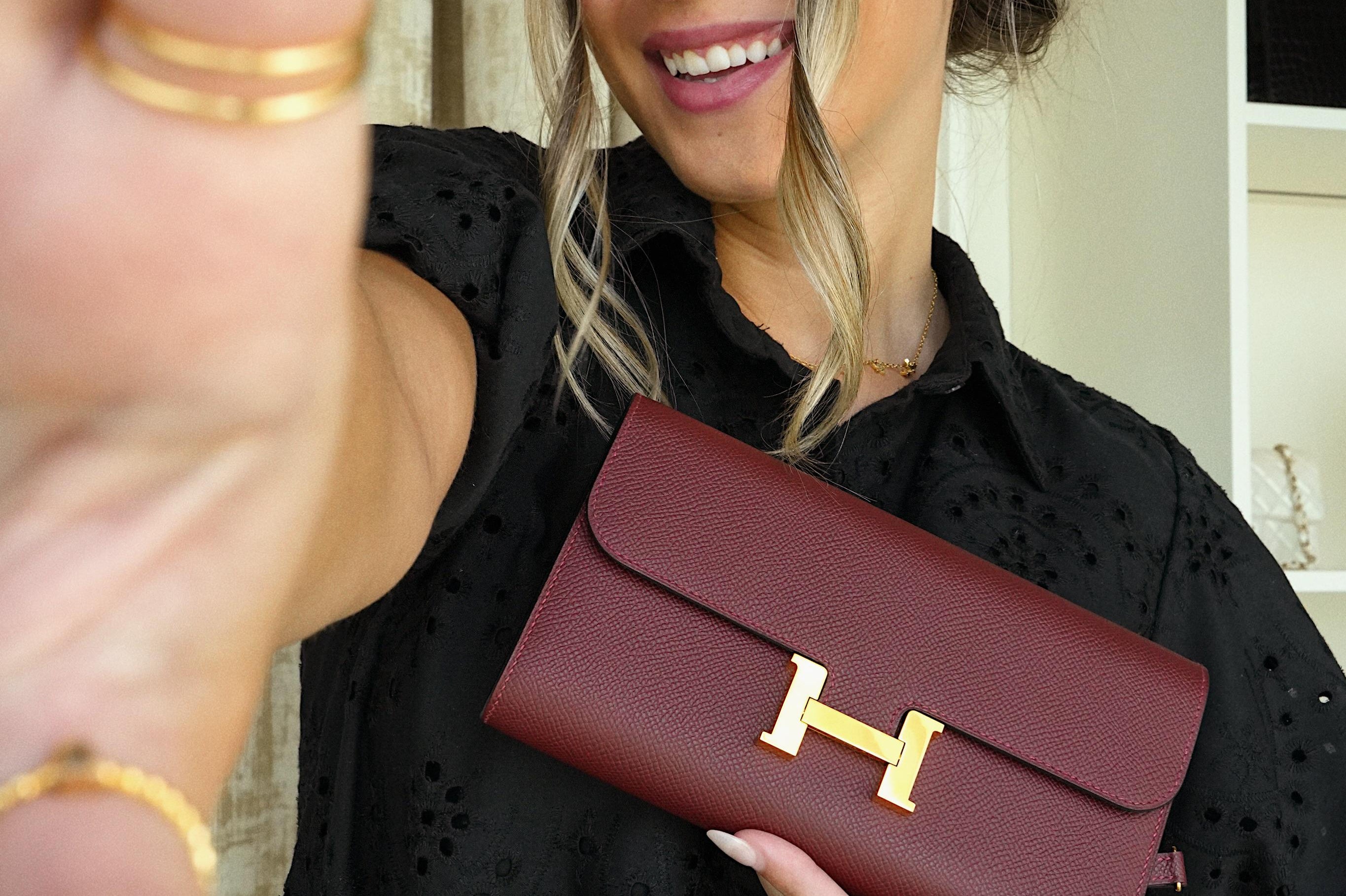 Product image 2 of 20: Constance Wallet To Go Rouge H Epsom Gold Plated K Stamp