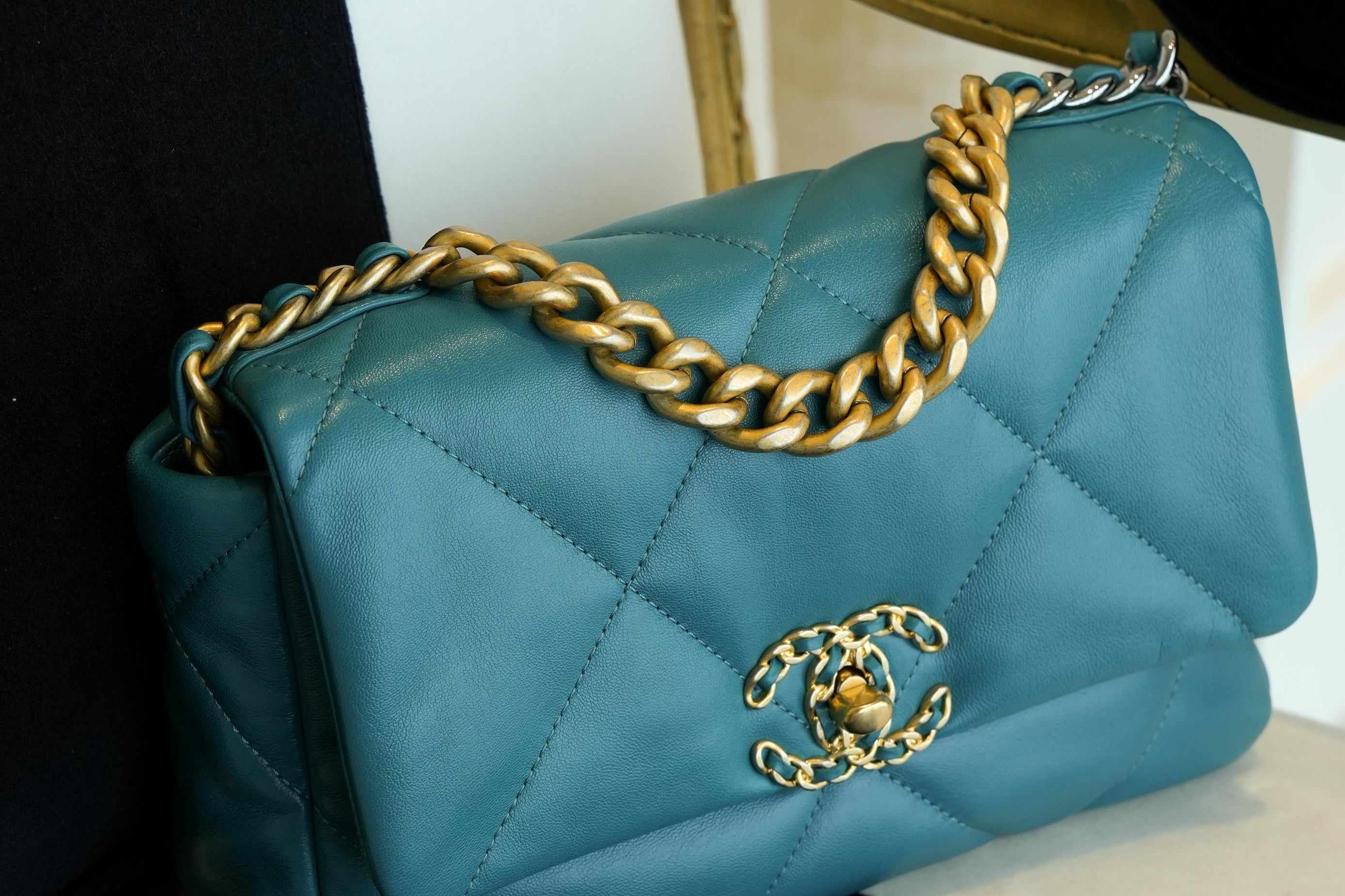 Product image 14 of 16: 21C Dark Green Lambskin Quilted 19 Flap Small Mixed Hardware