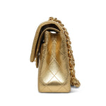 Product image 7 of 32: Gold Metallic Lambskin Quilted Classic Flap Small Aged Gold Hardware