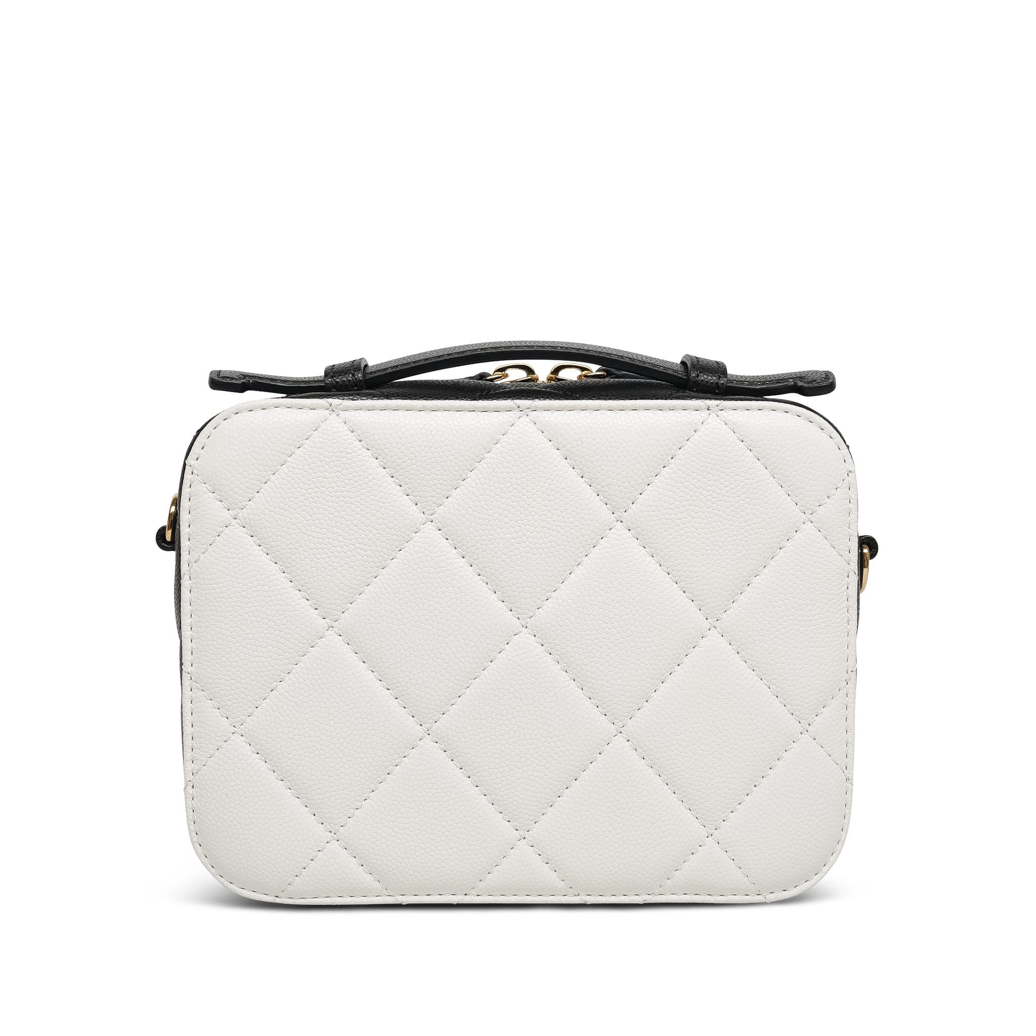 Product image 4 of 12: 26B White Black Caviar Quilted CC Filigree Vanity Case Small Gold Hardware