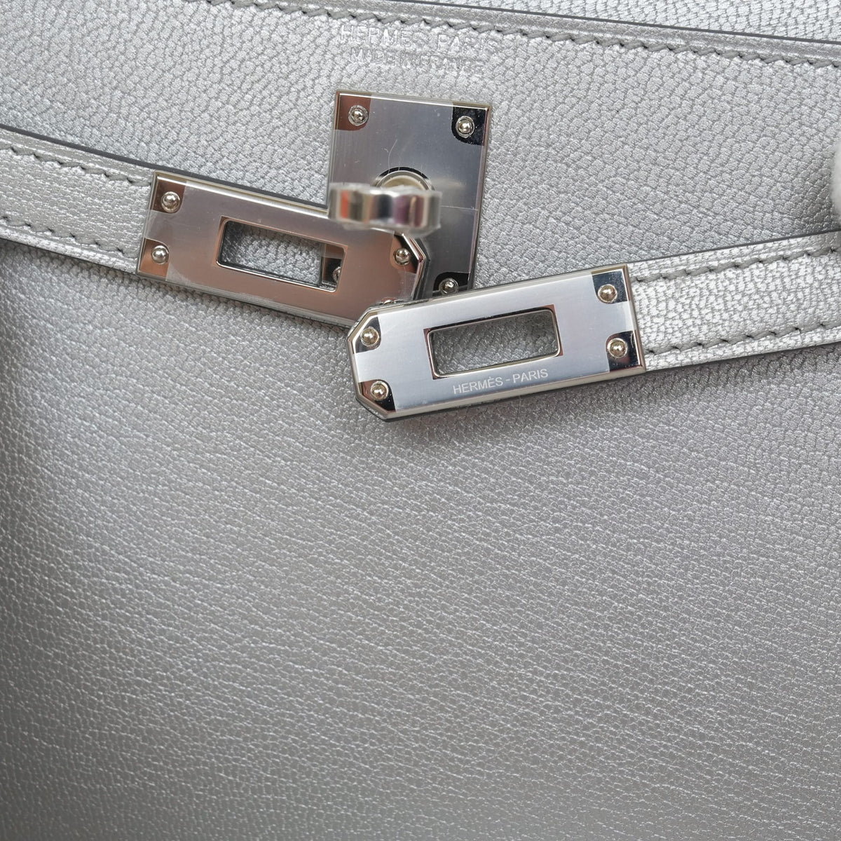 Mini Kelly Sellier Argent Chevre Chamkilight Palladium Plated G Stamp