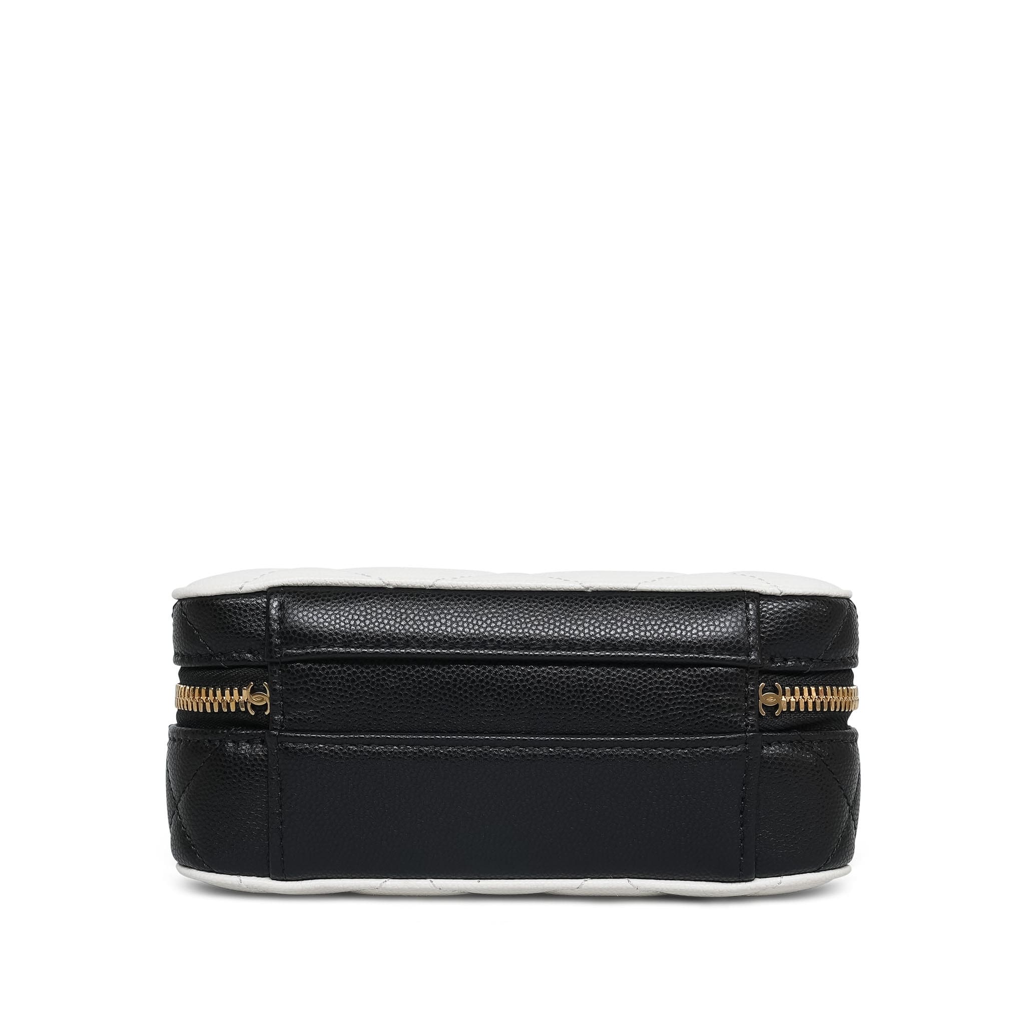 Product image 6 of 12: 26B White Black Caviar Quilted CC Filigree Vanity Case Small Gold Hardware