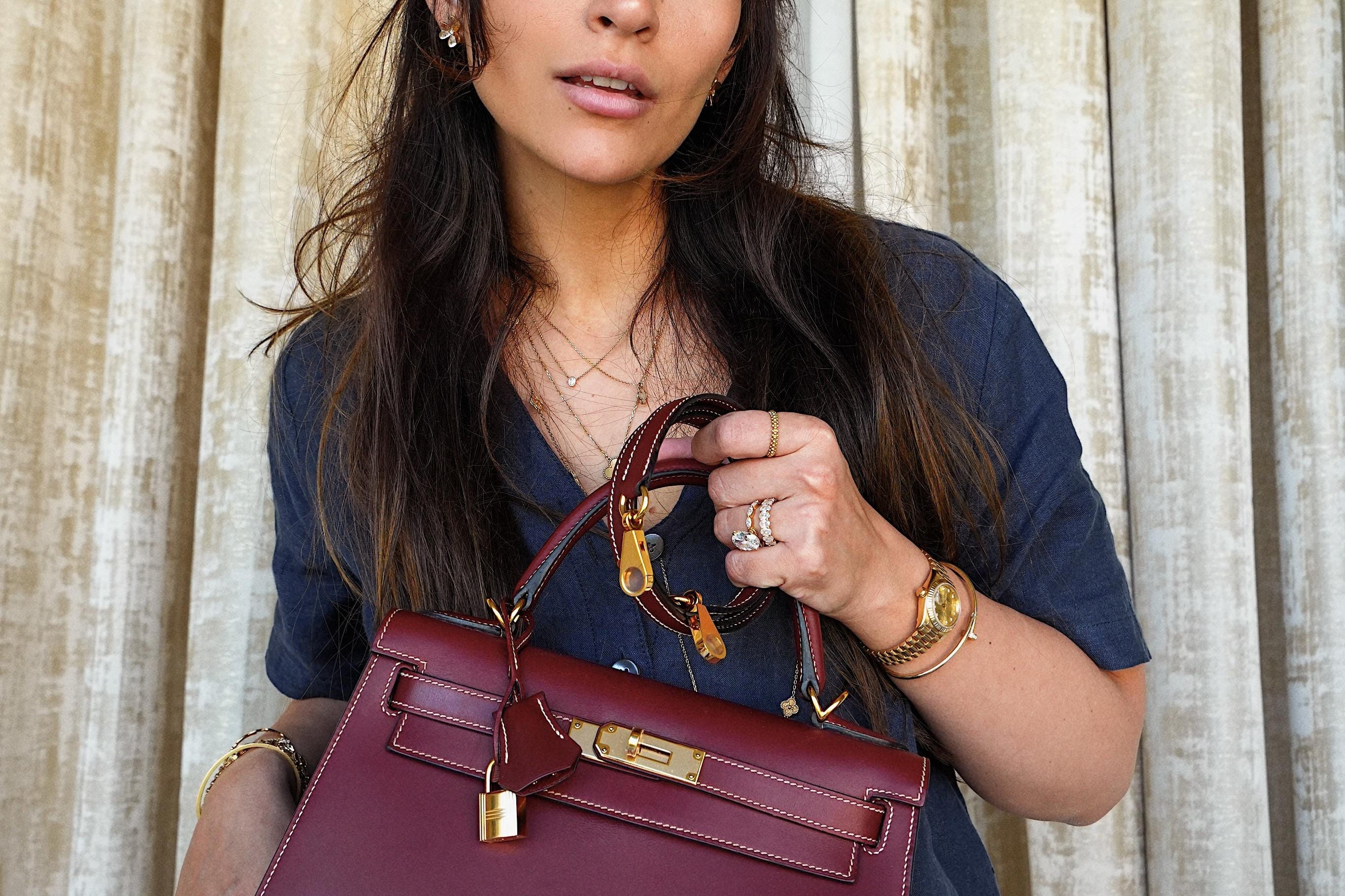 Product image 2 of 28: Kelly 28 Rouge H Chamonix White Stitching Gold Plated J Square Stamp