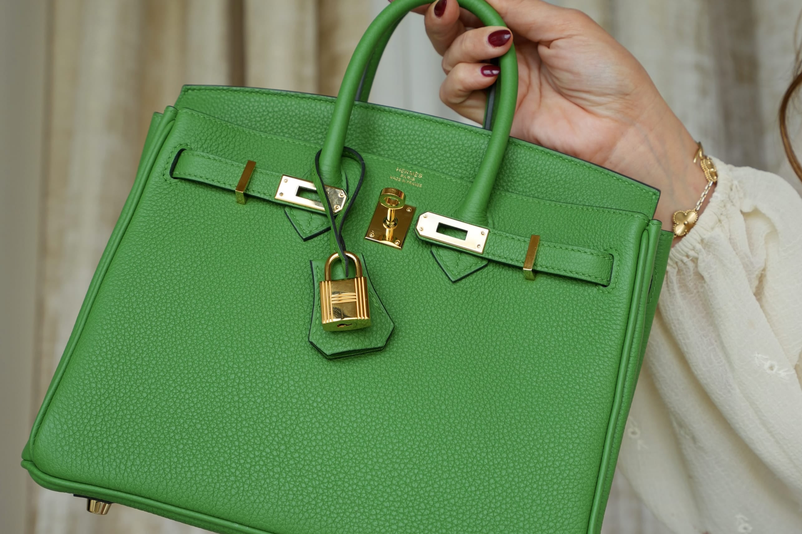 Product image 10 of 19: Birkin 25 Vert Yucca Togo Gold Plated W Stamp
