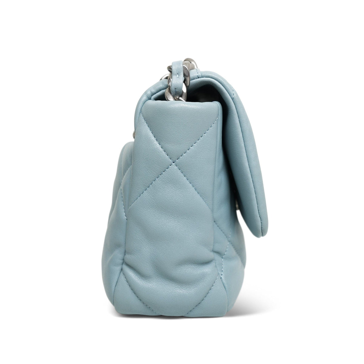 22B Light Blue Lambskin Quilted 19 Flap Small MHW