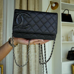 Product image 10 of 27: Black Lambskin Quilted Cambon Wallet on Chain WOC Silver Hardware