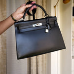 Product image 10 of 19: Kelly 32 Black Box Calfskin Palladium Plated C Square Stamp