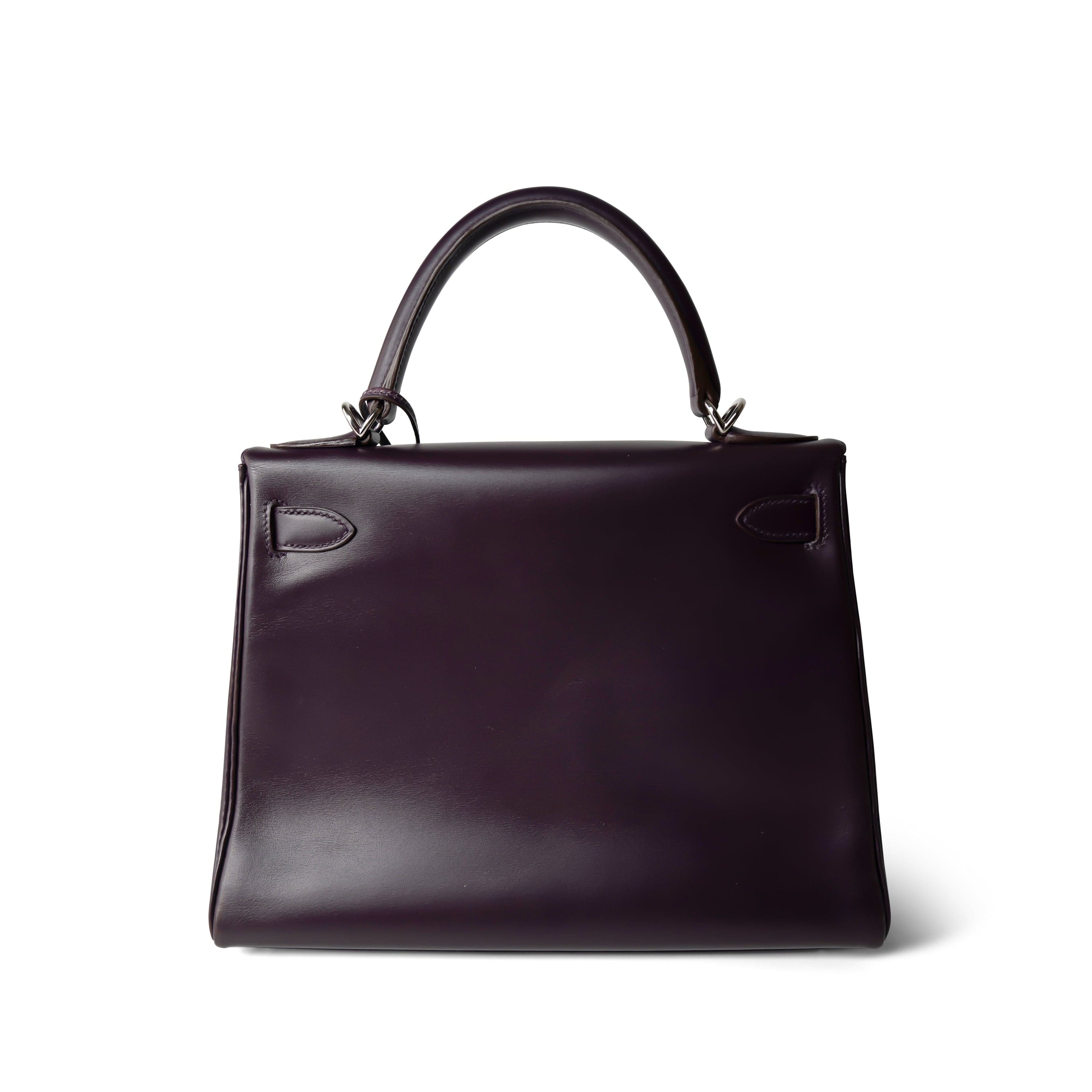 Kelly 28 Raisin Box Calfskin Palladium Plated [G] Stamp – REDELUXE