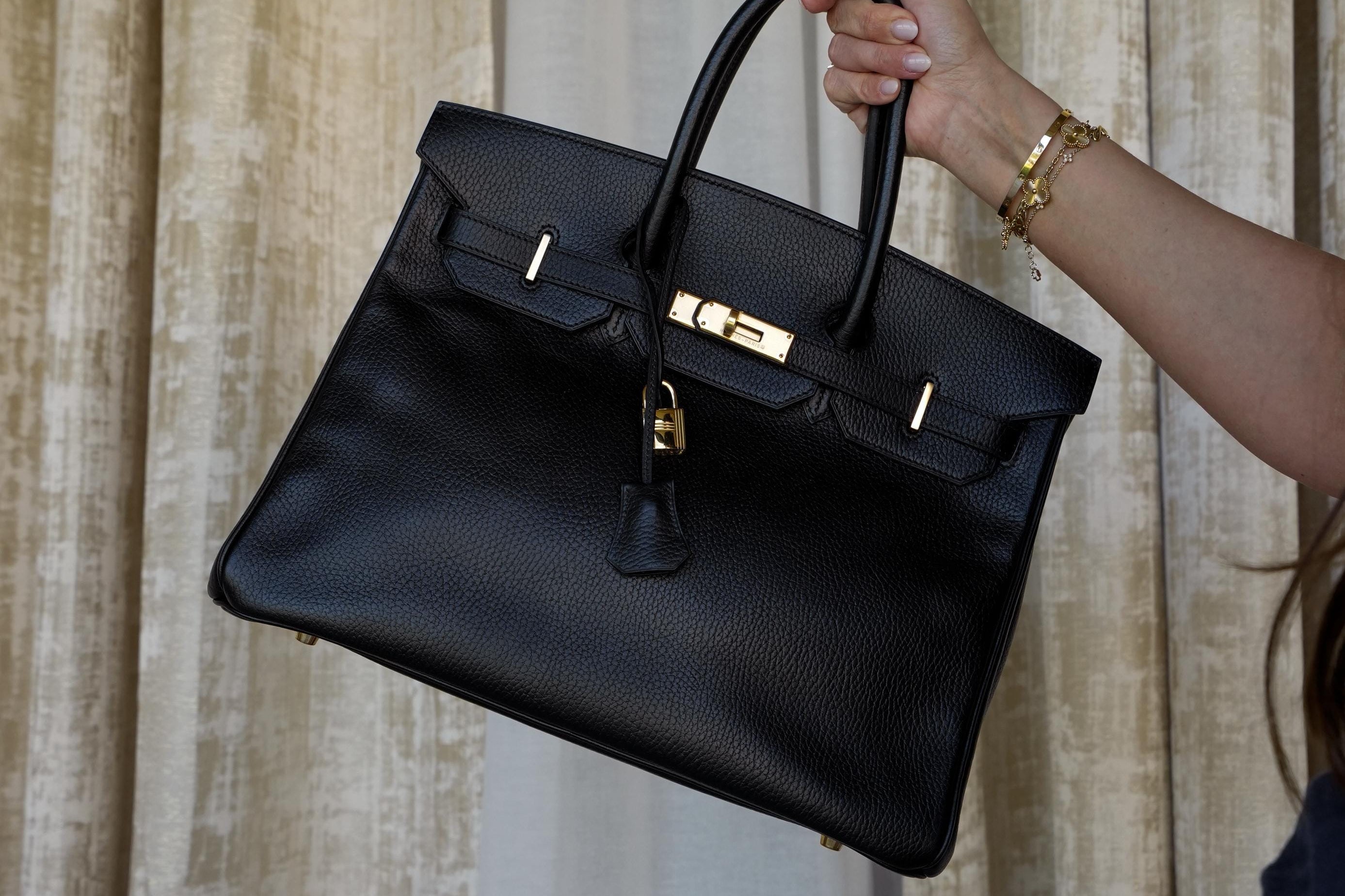 Product image 10 of 17: Birkin 35 Black Ardennes Gold Plated G Square Stamp