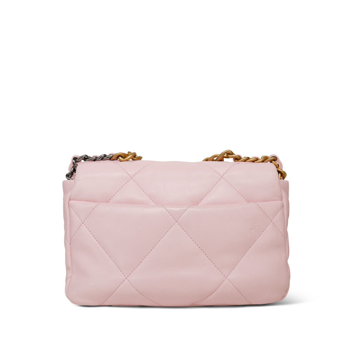 Rose Clair Lambskin Quilted 19 Flap Small MHW