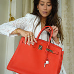 Product image 6 of 21: Birkin 35 Capucine Togo Palladium Plated P Square Stamp