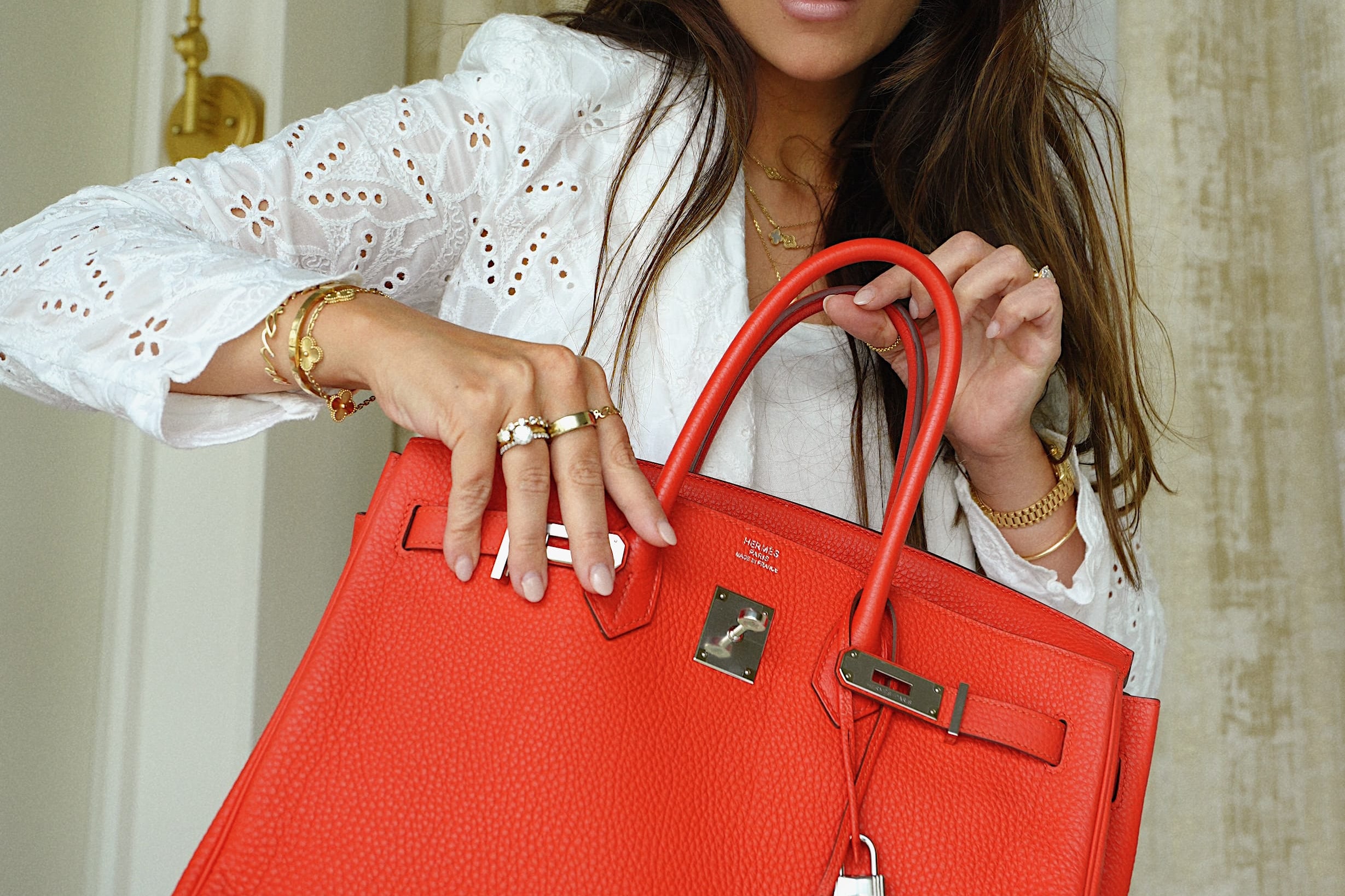 Birkin 35 Capucine Togo Palladium Plated P Square Stamp