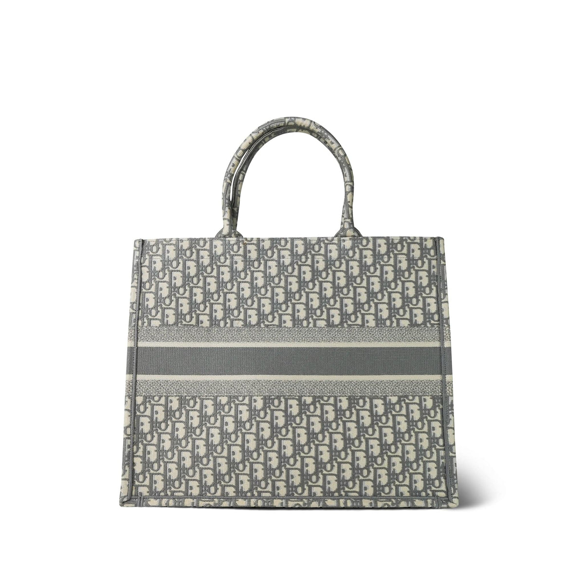 Dior Ecru and Gray Dior Oblique Embroidery Book Tote Large