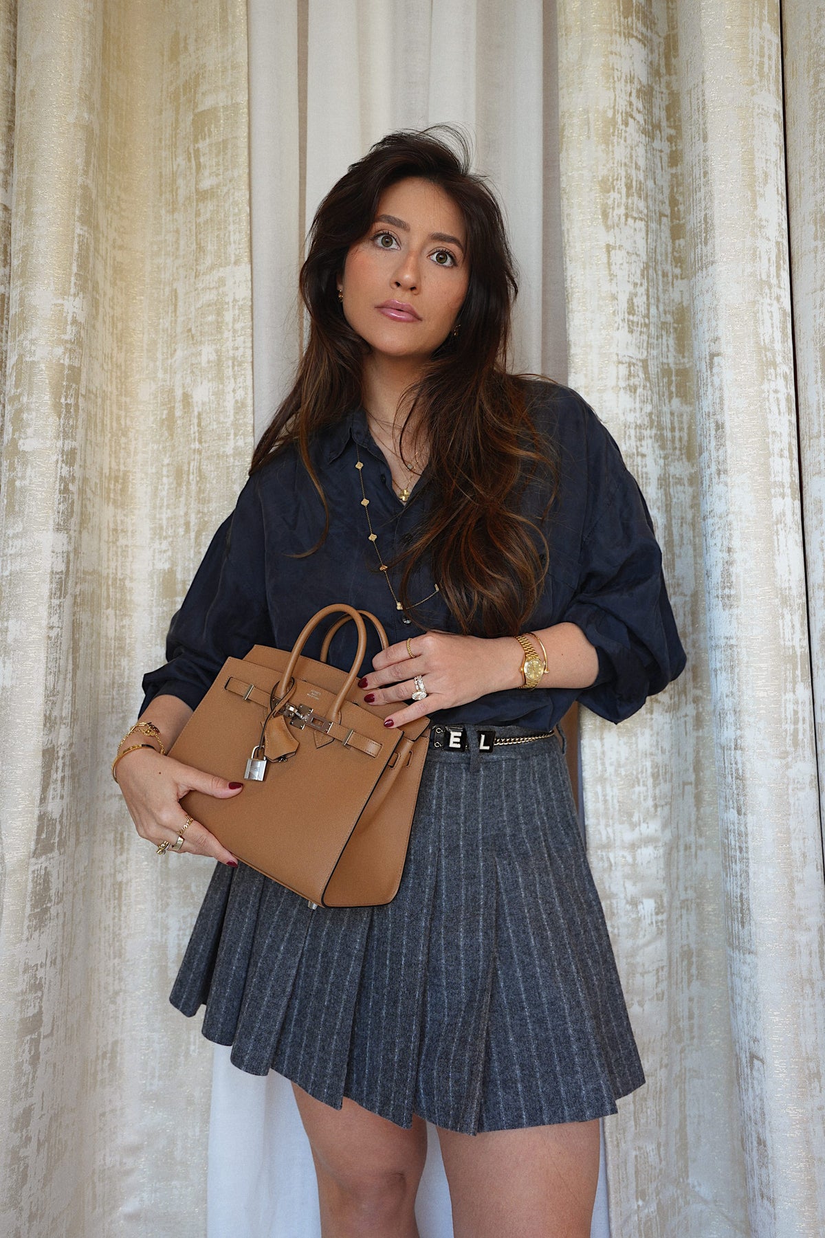 Birkin Sellier 25 Chai Veau Madame Palladium Plated U Stamp