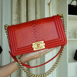 Product image 10 of 17: Red Python Boy Bag Medium Aged Gold Hardware