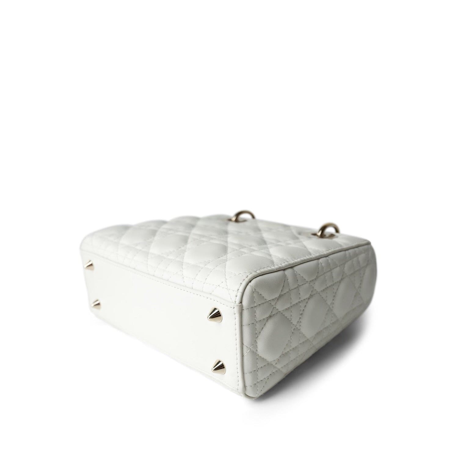 Dior★Dior Medium Lambskin Cannage Lady Dior White CHRISTIAN DIOR Lambskin Cannage Medium Lady Dior White