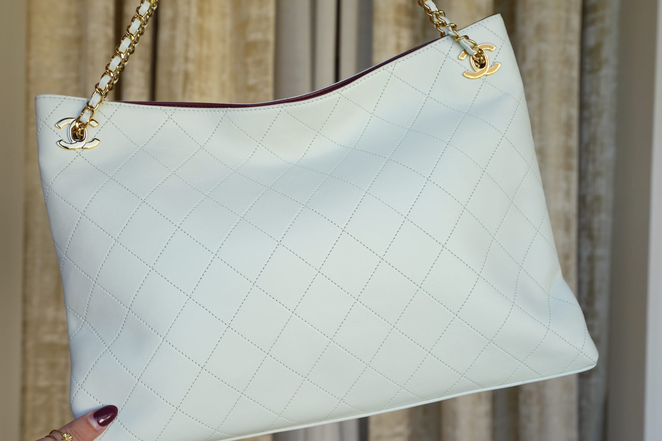 Product image 10 of 20: 26S Light Blue Lambskin Quilted Eyes On You Large Shopping Bag LGHW