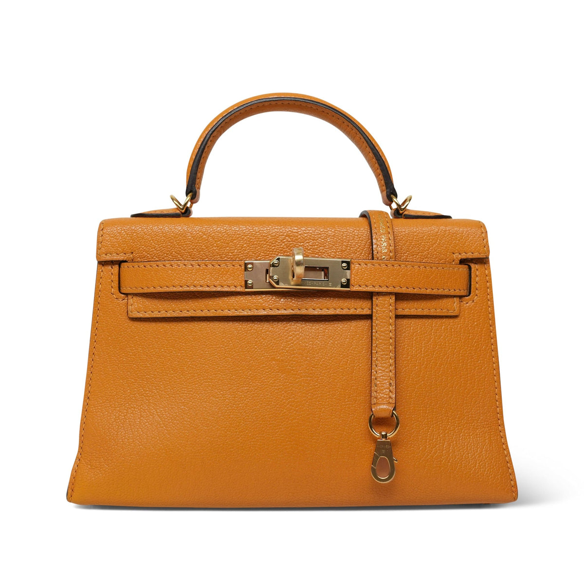 Mini Kelly Sellier Moutarde Chèvre Mysore Gold Plated A Stamp