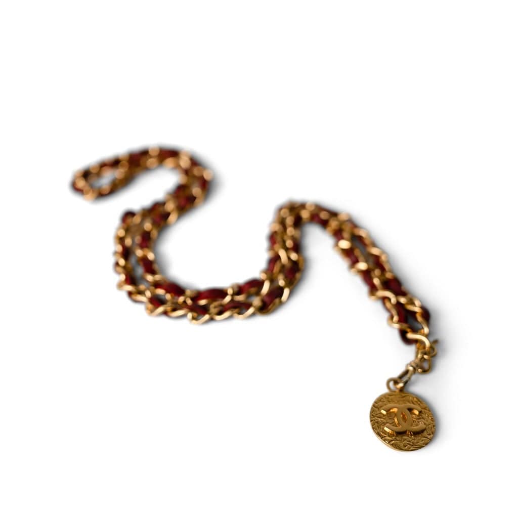 Vintage Coco Mark Belt Dark Red/ Gold