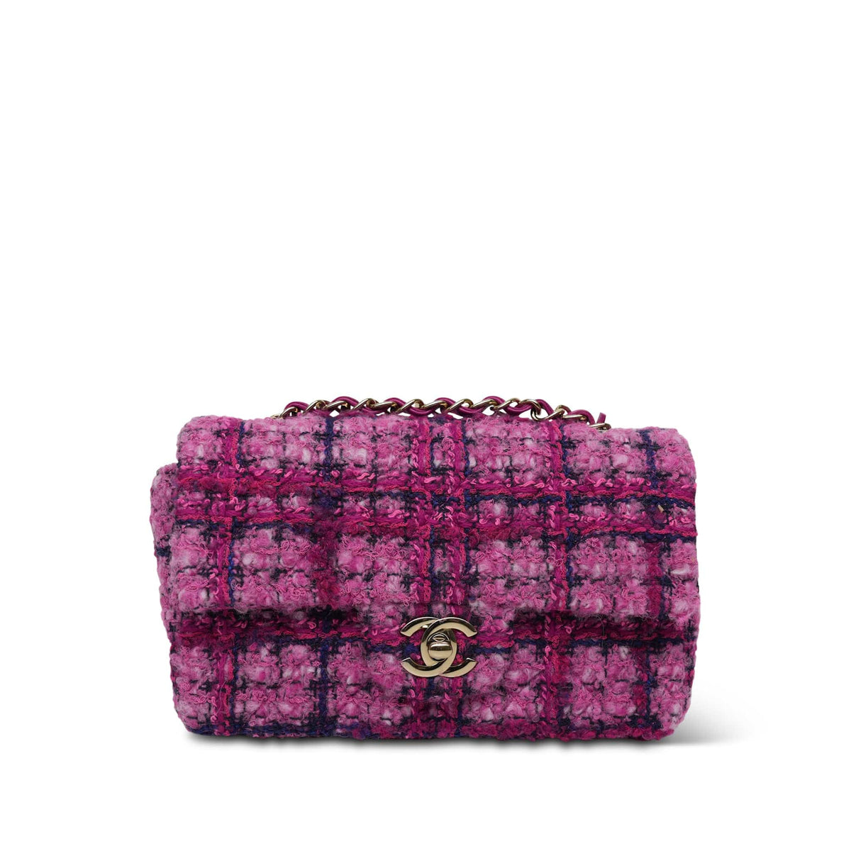Fuchsia Tweed Quilted Mini Rectangular Flap LGHW