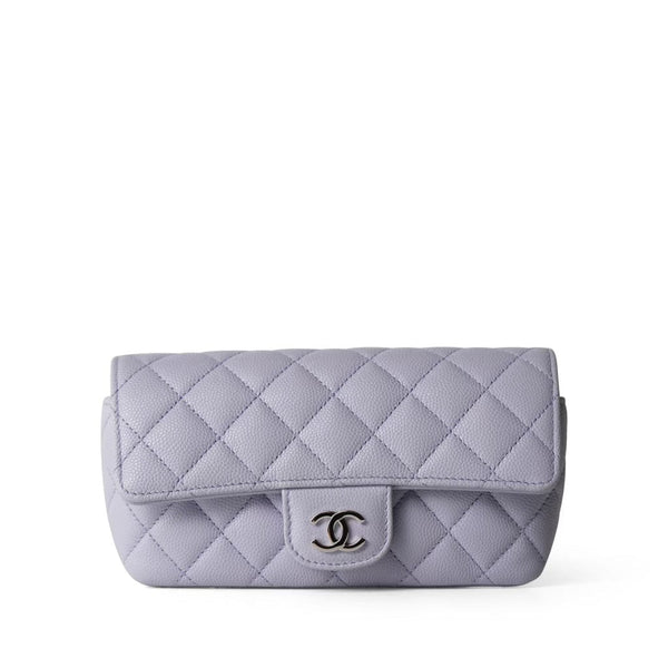21K Lilac Caviar Quilted Classic Sunglasses Case with Chain SHW