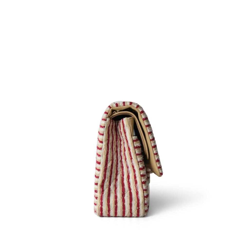 Red Striped Jersey Coco Sailor Flap Bag Medium LGHW
