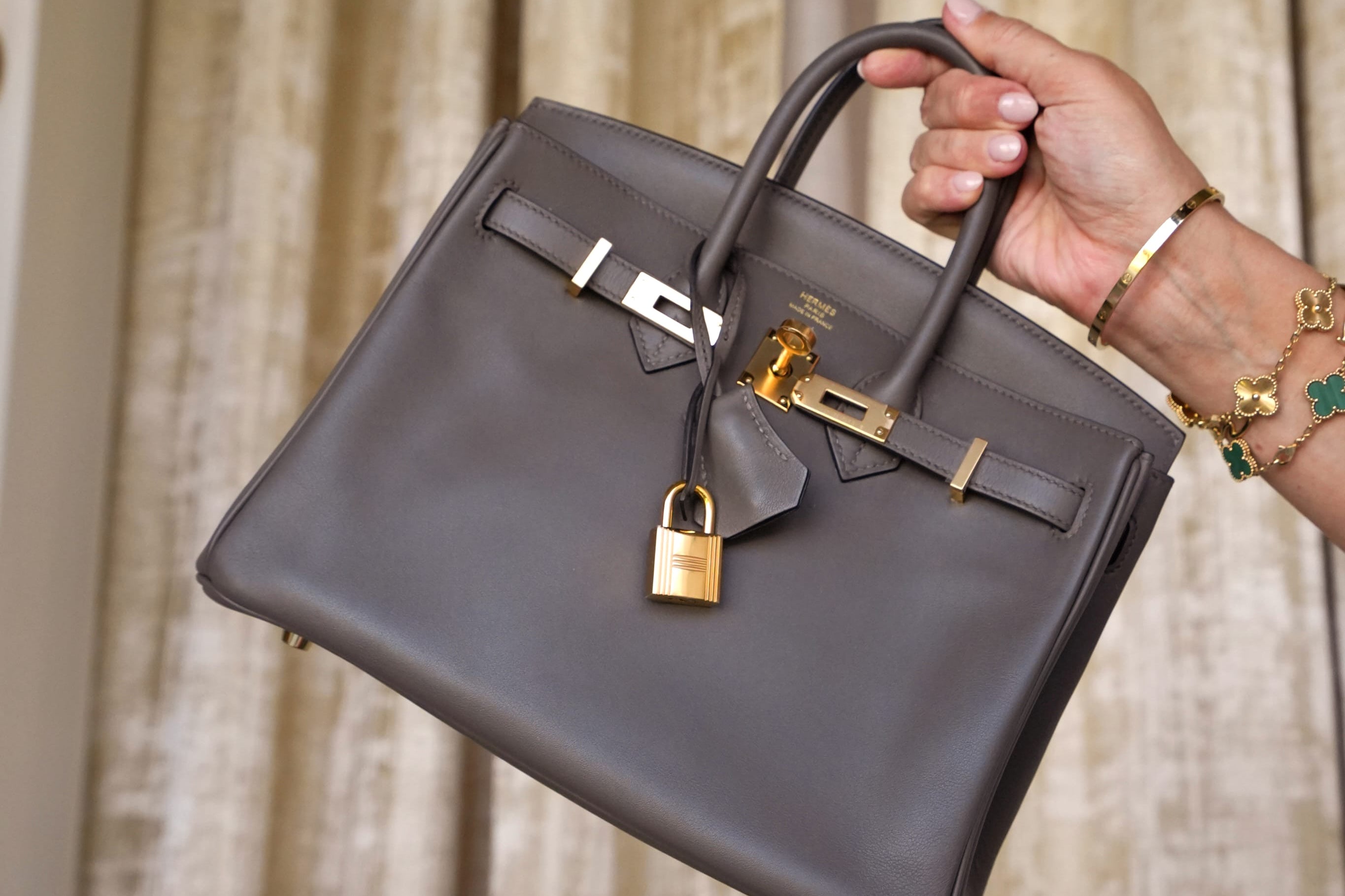 Product image 10 of 17: Birkin 25 Etain Veau Swift Gold Plated D Stamp