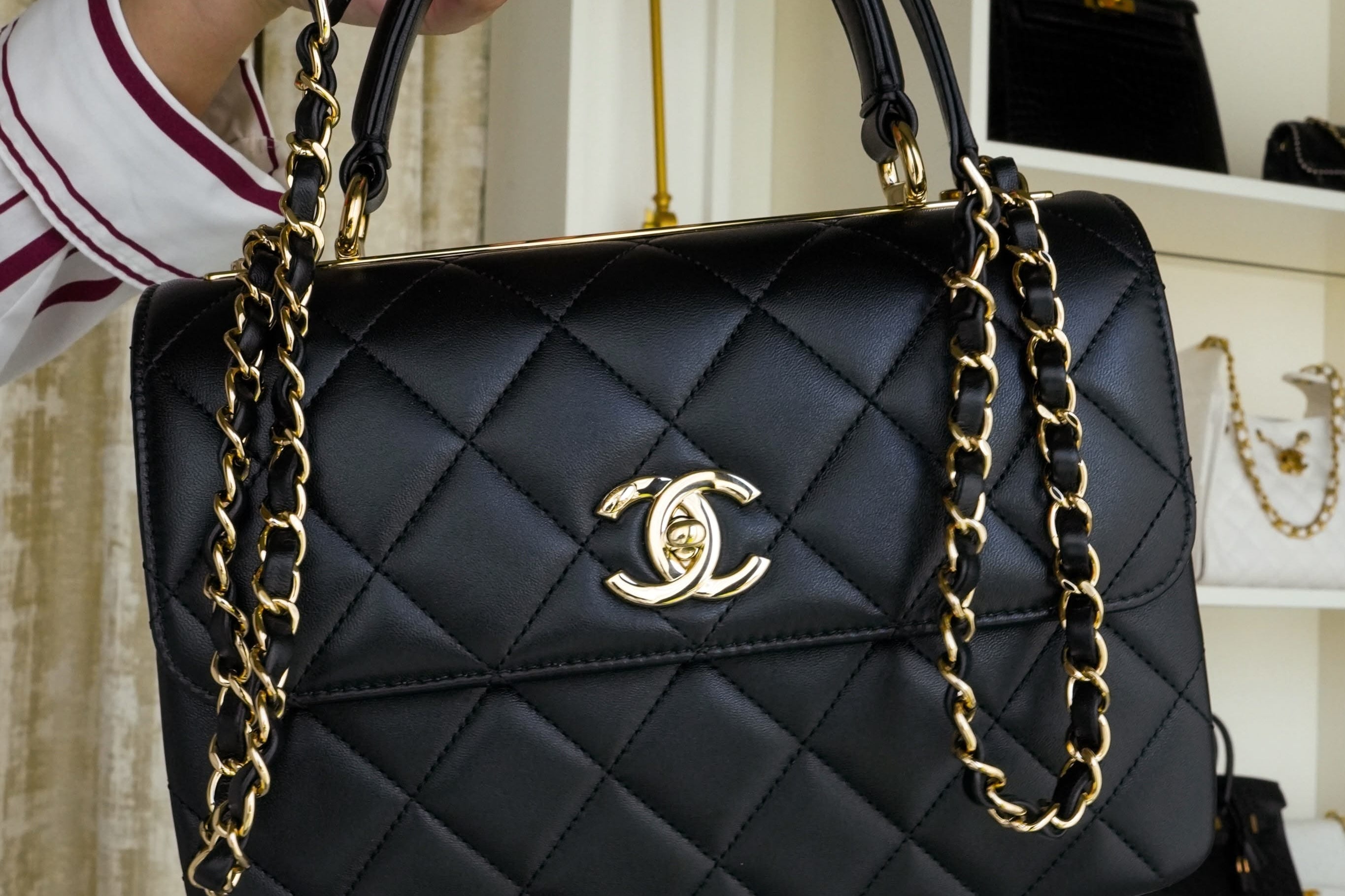 Product image 10 of 19: Black Lambskin Quilted Trendy CC Small Light Gold HW
