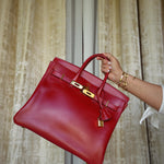 Product image 10 of 33: HAC 32 Rouge Vif Box Calfskin Gold Plated Z Circle Stamp