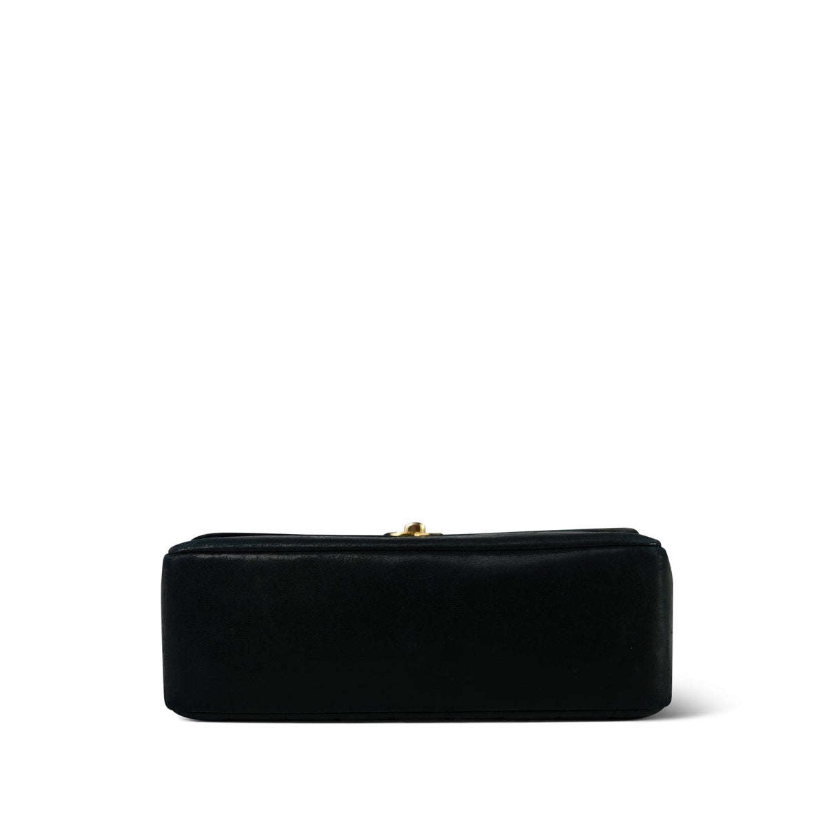 Vintage Black Lambskin Quilted Mini Border Single Flap Bag Gold Hardware