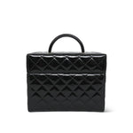 Product image 4 of 12: Black Patent Quilted Top Handle Box Vanity On Chain LGHW