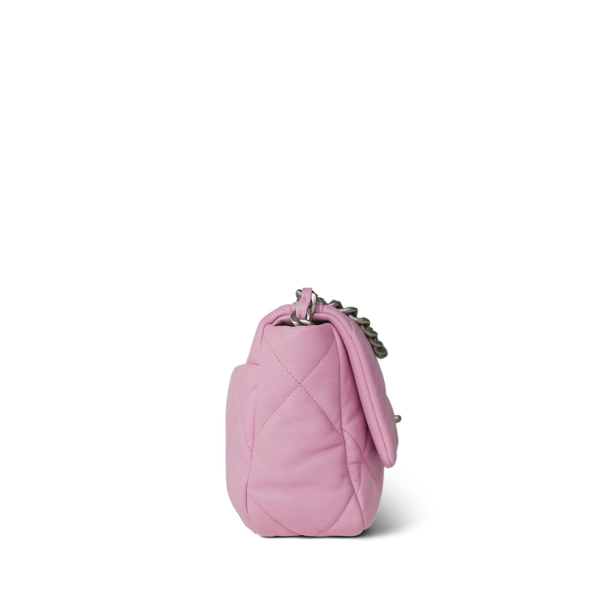 Light Pink Lambskin Quilted 19 Flap Small MHW