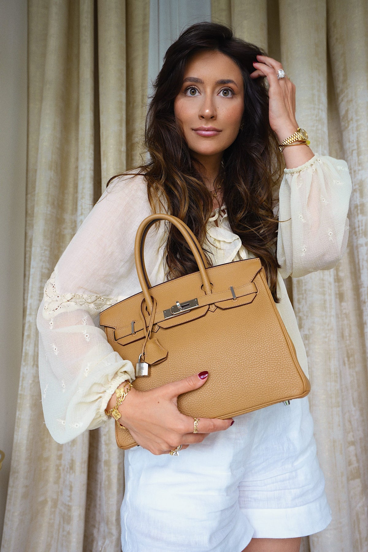 Birkin 30 Biscuit Togo Palladium Plated U Stamp