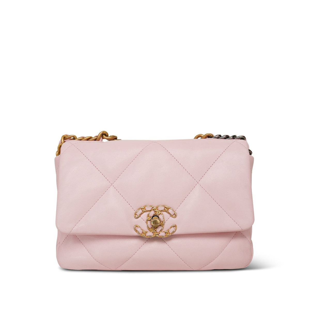 Rose Clair Lambskin Quilted 19 Flap Small MHW