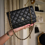 Product image 10 of 18: Black Caviar Quilted WOC Wallet On Chain Gold HW
