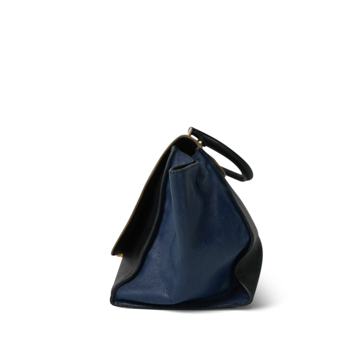 Celine Tri-Color Navy/Black Calfskin Grey Suede Trapeze Medium GHW