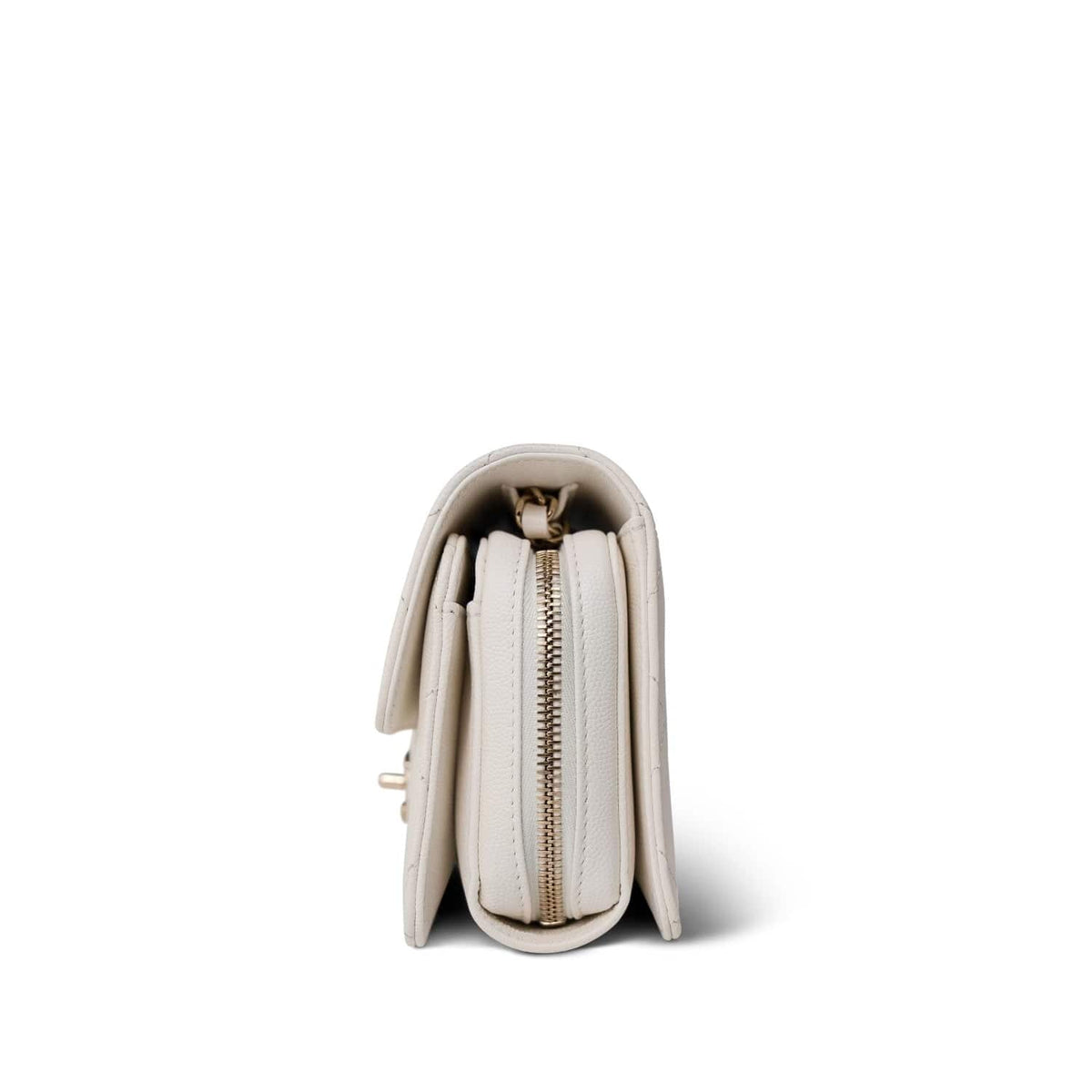 22C White Caviar Quilted Like A Wallet Flap Bag LGHW