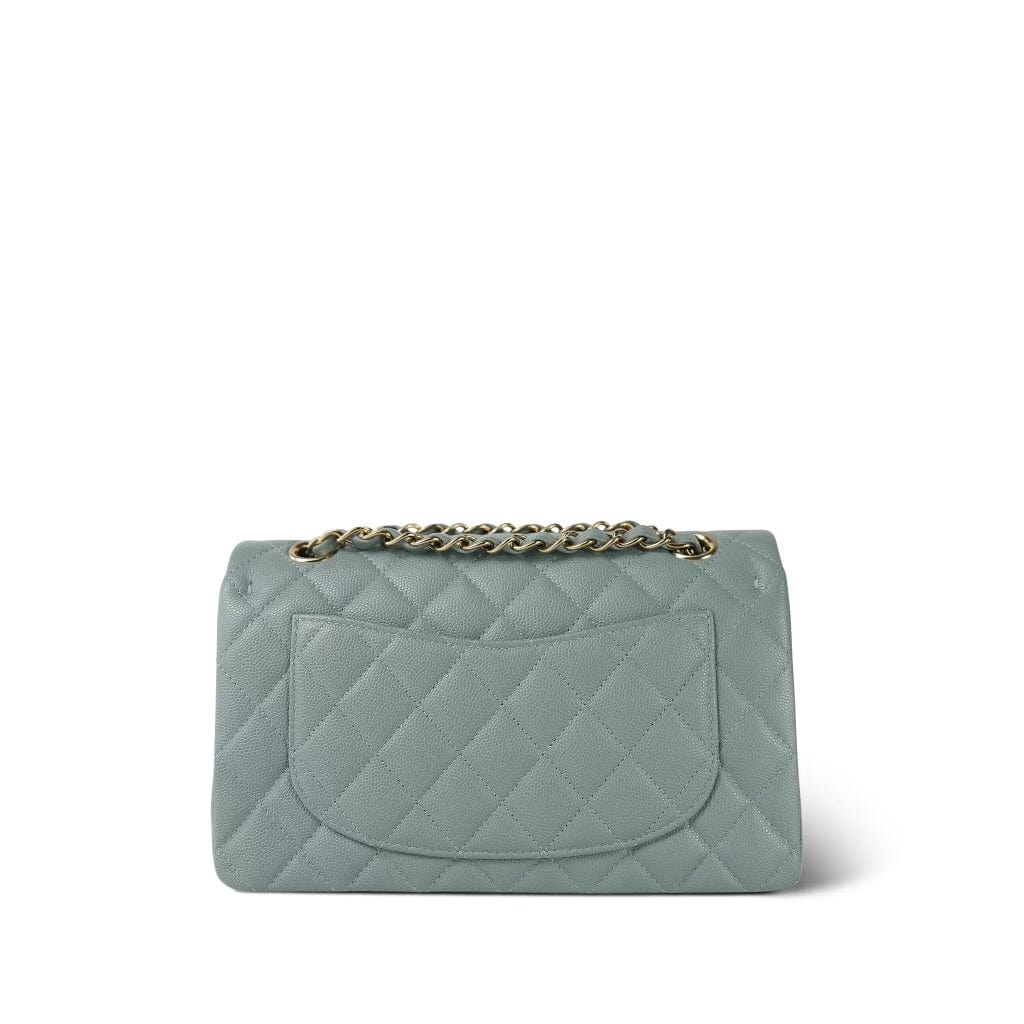 23C Dark Green Caviar Quilted Classic Flap Small Light Gold Hardware