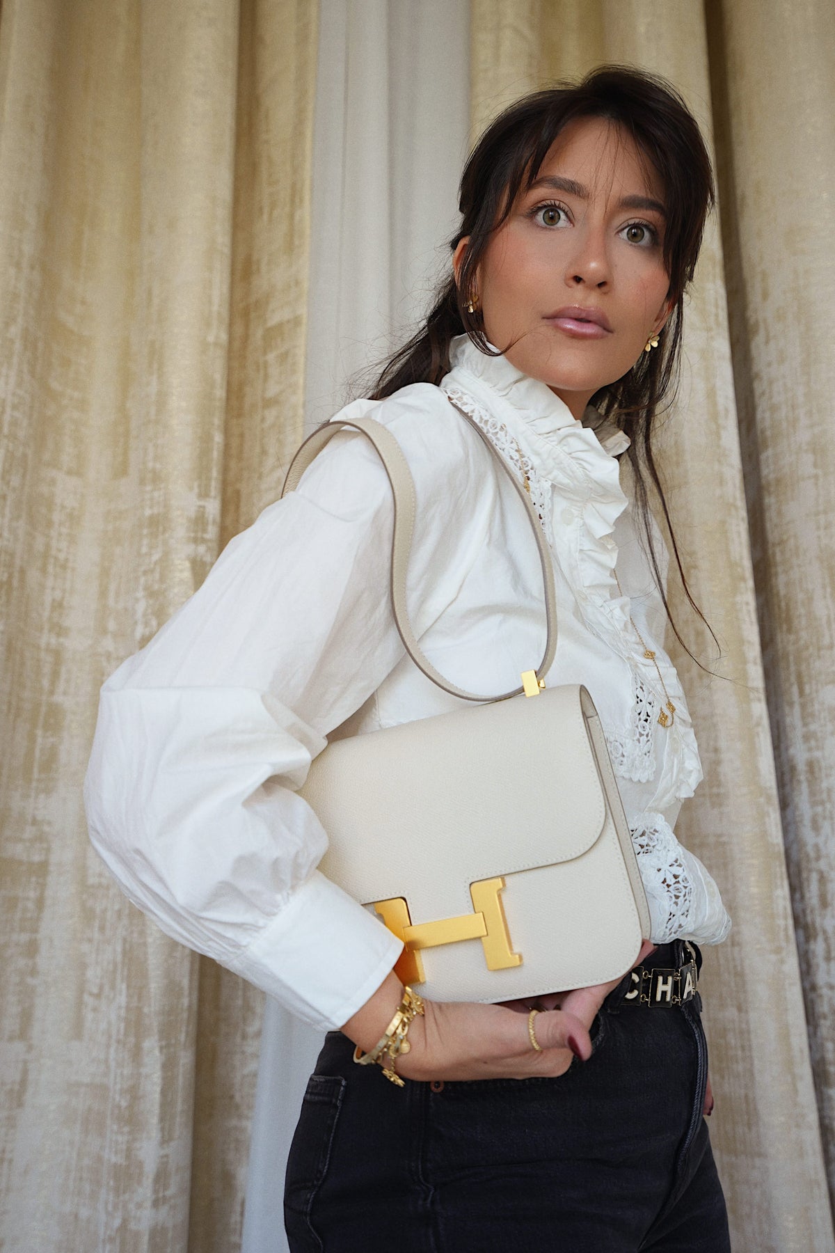 Constance 24 Craie Epsom Gold Plated W Stamp